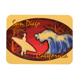 San Diego Kalifornien Surferkunst-Rechteckmagnet Magnet