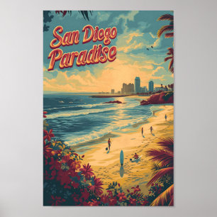San Diego Kalifornien Vintage-Reiseillustration Poster