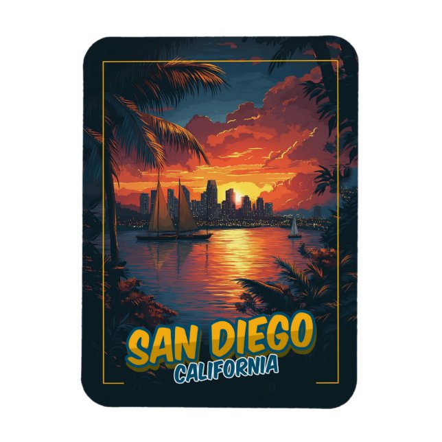 San Diego, Kalifornien - Vintager Stil Magnet (Vertikal)