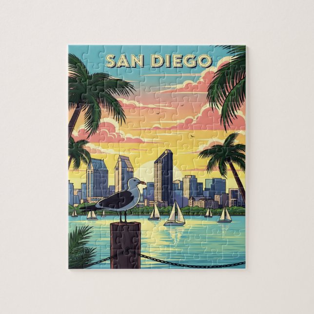 San Diego, kalifornische Skyline mit Möwe (Vertikal)