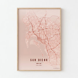 San Diego Korallenkarte Druck Poster Wandkunst Ges