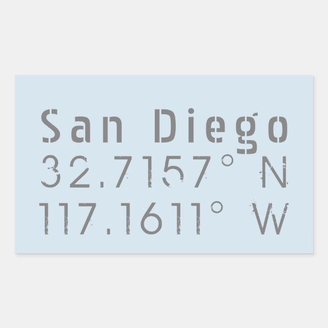 San Diego Latitude Längengrad Rechteckiger Aufkleber (Vorderseite)