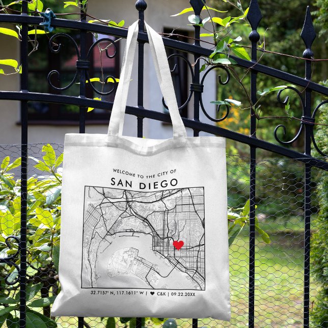 San Diego Liebe Locator | City Map Wedding Welcome Tragetasche (Von Creator hochgeladen)