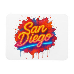 San Diego Neon Street Art - Farbenfrohe Retro Scri Magnet