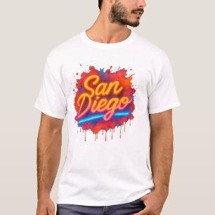 San Diego Neon Street Art - Farbenfrohe Retro Scri T-Shirt