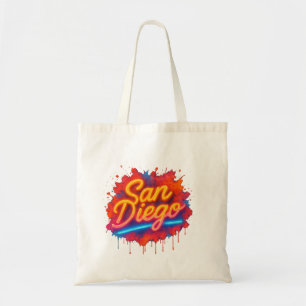 San Diego Neon Street Art - Farbenfrohe Retro Scri Tragetasche