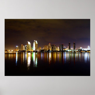 San Diego Night Skyline Poster