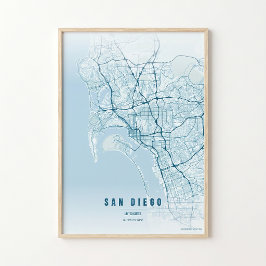 San Diego Ozean Karte Druck Poster Wandkunst Gesch