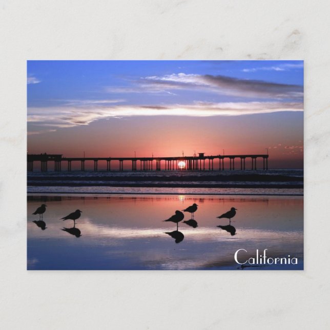San Diego Pier bei Sonnenuntergang Postkarte (Vorderseite)