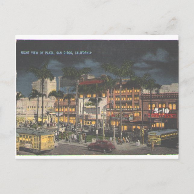 San Diego Plaza 1945 Postkarte (Vorderseite)