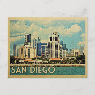 San Diego Postcard Skyline Vintag Postkarte
