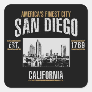 San Diego Quadratischer Aufkleber