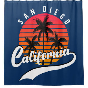 San Diego Retro Sonnenuntergang Duschvorhang