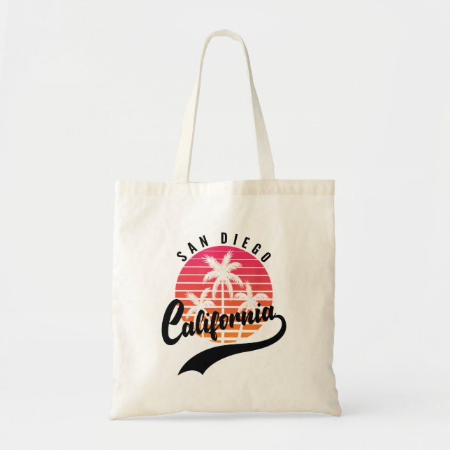 San Diego Retro Sunset Tote Bag Tragetasche (Vorne)