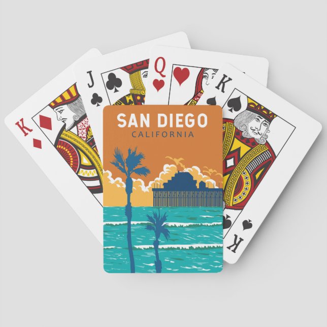 San Diego Rodelbahn mit Aussicht Vintag Spielkarten (Rückseite)