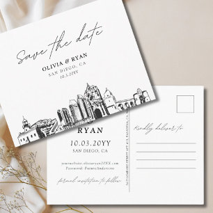 San Diego Save the Date Postcard Wedding Postkarte