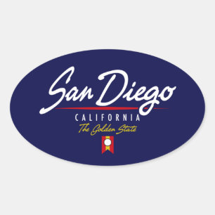 San Diego Script Ovaler Aufkleber