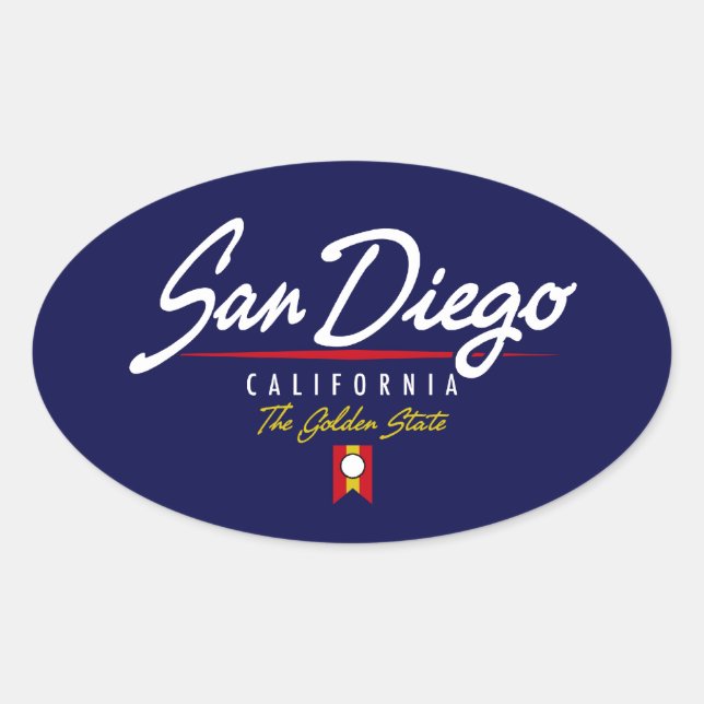 San Diego Script Ovaler Aufkleber (Vorderseite)