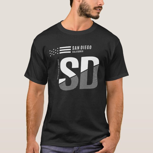 San Diego SD Classic Modern Style California Staat T-Shirt (Vorderseite)