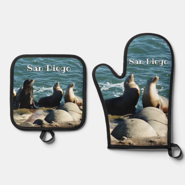 San Diego Sea Lions Ofenhandschuh & Topflappen-Set (Vorderseite)