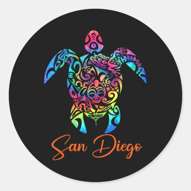 San Diego Sea Turtle Family Urlaub Sommer 2025 Runder Aufkleber (Vorderseite)