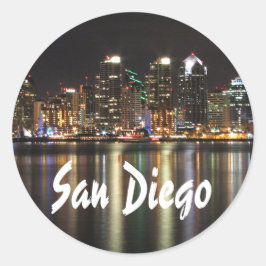 San Diego Skyline am Foto Runder Aufkleber