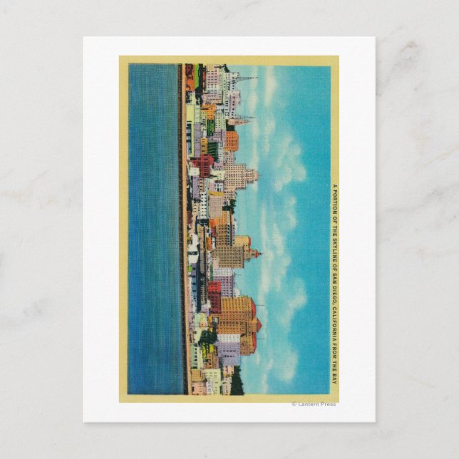 San Diego Skyline aus der Bucht von San Diego, CA Postkarte (Vorderseite)