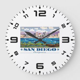 San Diego Skyline Große Wanduhr