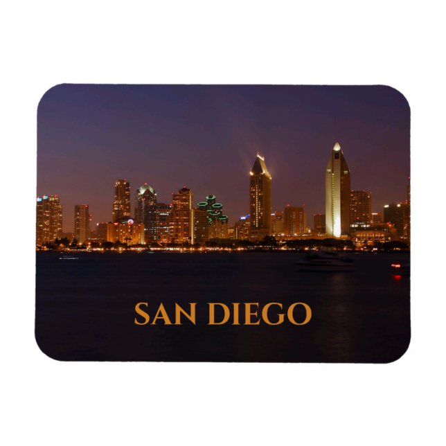San Diego Skyline Nachtlicht von San Diego Bay Magnet (Horizontal)