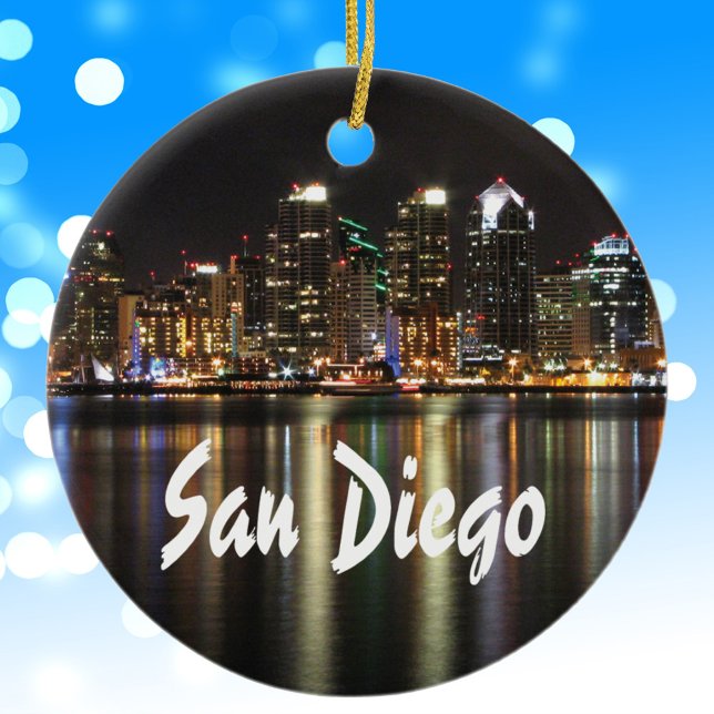 San Diego Skyline nachts Keramik Ornament (Von Creator hochgeladen)