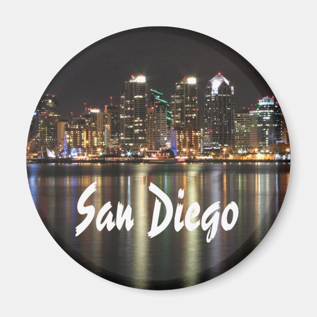San Diego Skyline nachts über das Wasser Magnet (Vorne)