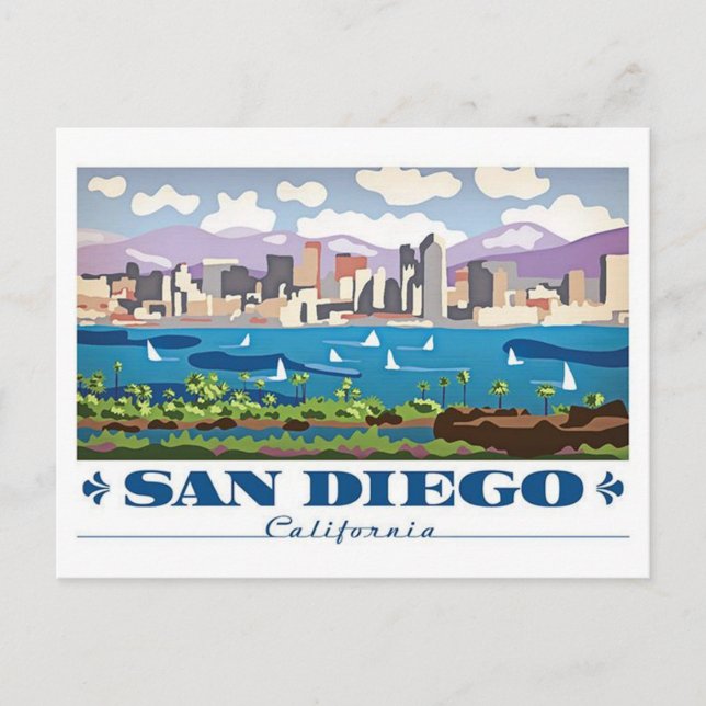 San Diego Skyline Postkarte (Vorderseite)
