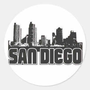 San Diego Skyline Runder Aufkleber