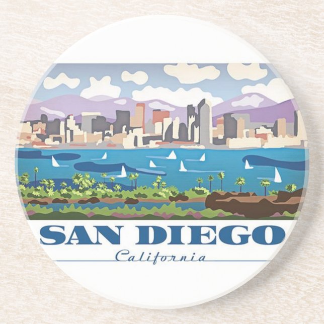 San Diego Skyline Sandstein Untersetzer (Vorne)