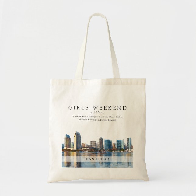 San Diego Skyline Watercolor Girls Weekend Tragetasche (Vorne)