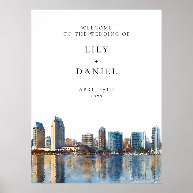 San Diego Skyline Wedding Welcome Sign Poster (Vorne)