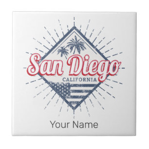 San Diego Stadt Kalifornien Retro Palmen Vintage Fliese
