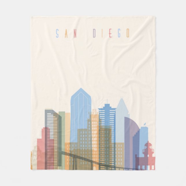 San Diego Stadt-Skyline Fleecedecke (Vorderseite)
