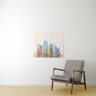 San Diego Stadt-Skyline Wandteppich