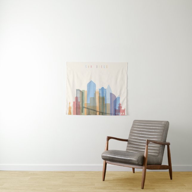 San Diego Stadt-Skyline Wandteppich (Beispiel (Horizontal))