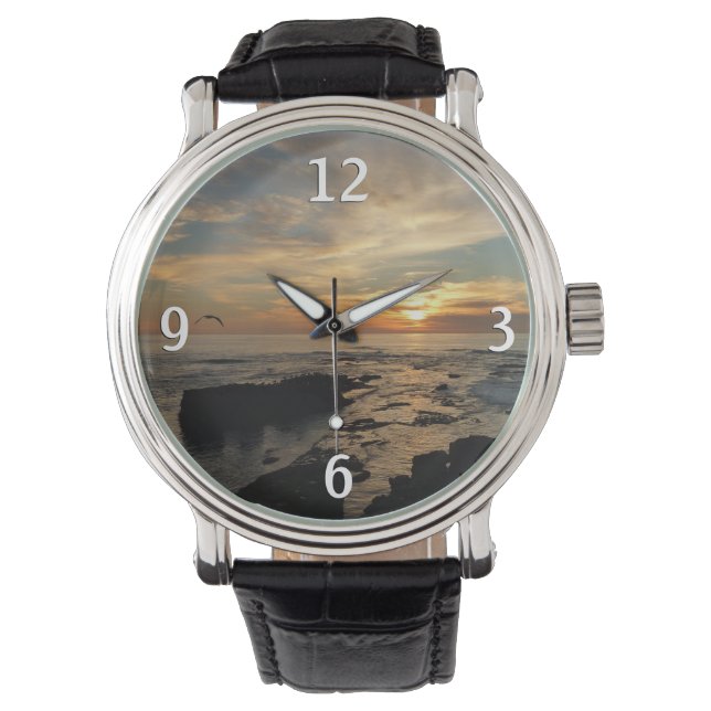 San Diego Sunset I California Seascape Armbanduhr (Vorderseite)