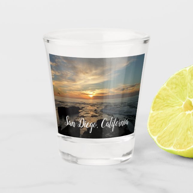 San Diego Sunset I California Seascape Schnapsglas (Vorderseite)
