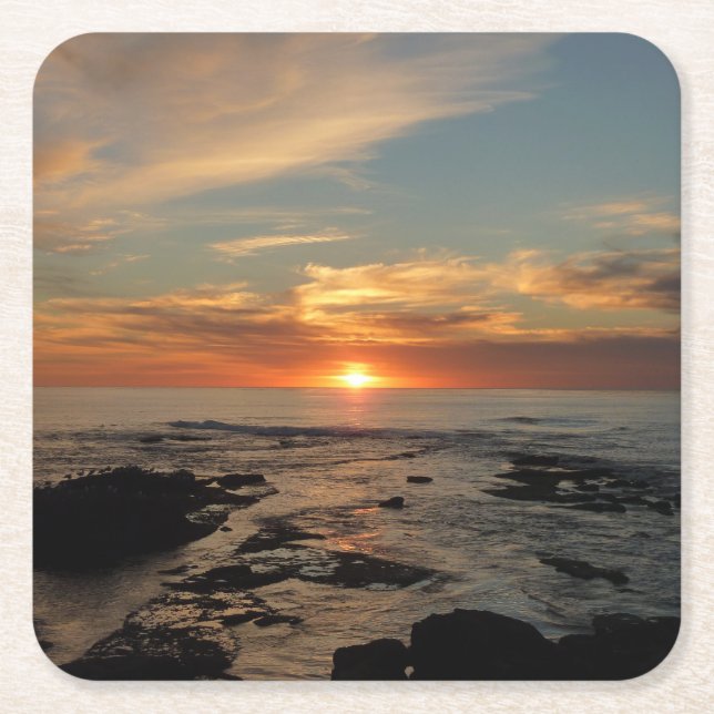 San Diego Sunset II California Seascape Rechteckiger Pappuntersetzer (Vorderseite)