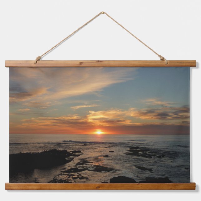 San Diego Sunset II California Seascape Wandteppich Mit Holzrahmen (Vorne)