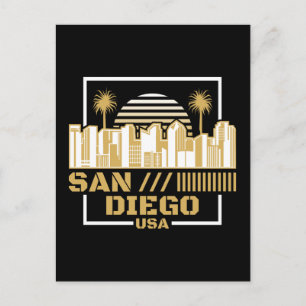 San Diego USA Retro-Skyline Reise Design Postkarte