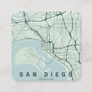 San Diego USA Stadtplan Minimal Design Quadratische Visitenkarte