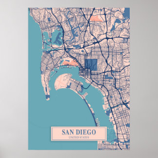 San Diego - Vereinigte Staaten - Breezy City Map Poster