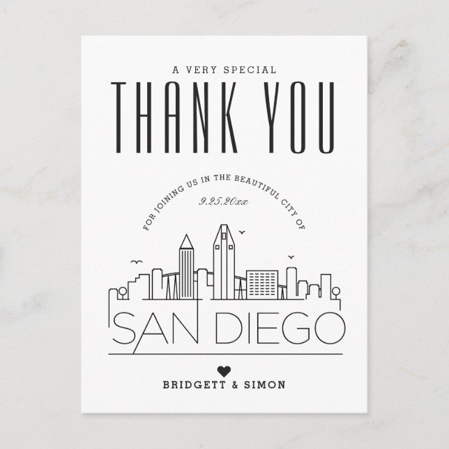 San Diego Wedding | Danke, dass du gekommen bist!  Postkarte (Vorderseite)