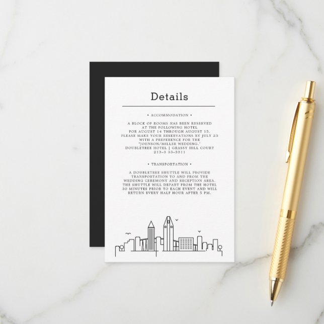 San Diego Wedding | Gästedaten Begleitkarte (Vorderseite/Rückseite Beispiel)