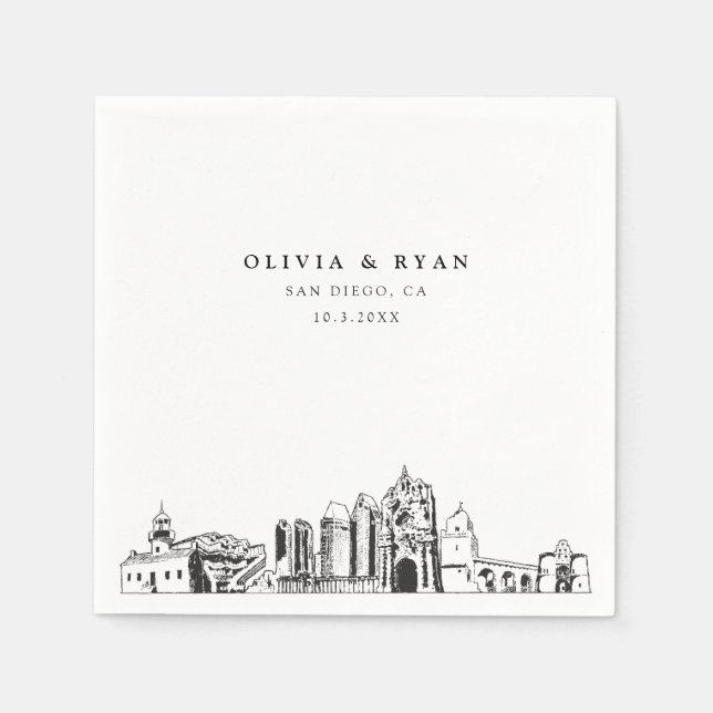San Diego Wedding Minimalistisch Paper Serviette (Vorderseite)